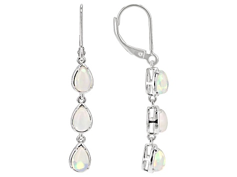 White Ethiopian Opal Rhodium Over Sterling Silver Dangle Earrings 1 ...