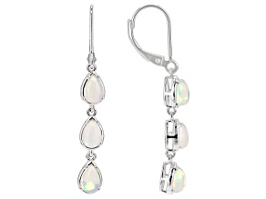 White Ethiopian Opal Rhodium Over Sterling Silver Dangle Earrings 1.38ctw