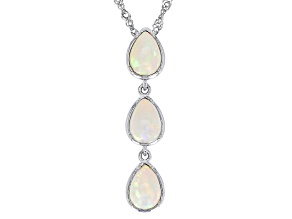 White Ethiopian Opal Rhodium Over Sterling Silver Pendant With Chain 1.10ctw