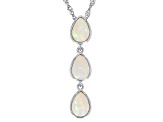 White Ethiopian Opal Rhodium Over Sterling Silver Pendant With Chain 1.10ctw