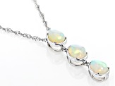 White Ethiopian Opal Rhodium Over Sterling Silver Pendant With Chain 1.10ctw