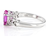 Lab Created Pink Sapphire Rhodium Over Sterling Silver Heart Ring 1.87ct