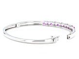Lab Created Pink Sapphire Rhodium Over Sterling Silver Bracelet 3.18ctw