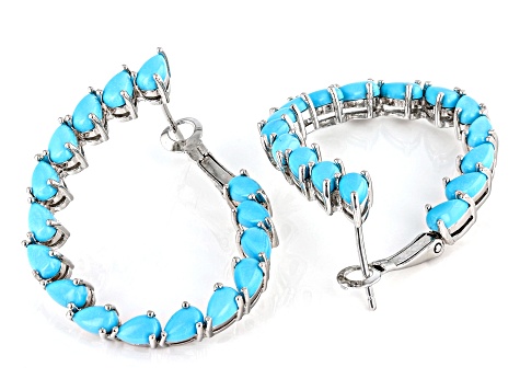 Sleeping Beauty Turquoise Rhodium Over Sterling Silver Earrings