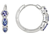 Blue Tanzanite Rhodium Over Sterling Silver Hoop Earrings 0.95ctw