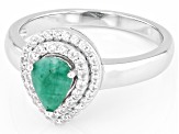 Green Emerald Rhodium Over Sterling Silver Ring 0.77ctw