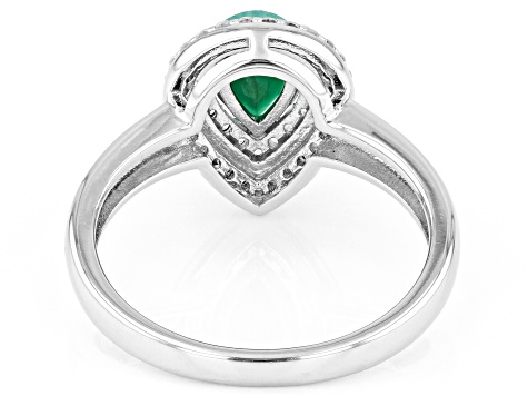Green Emerald Rhodium Over Sterling Silver Ring 0.77ctw