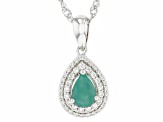 Green Emerald Rhodium Over Sterling Silver Pendant With Chain 0.77ctw