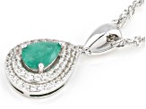Green Emerald Rhodium Over Sterling Silver Pendant With Chain 0.77ctw