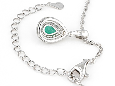 Green Emerald Rhodium Over Sterling Silver Pendant With Chain 0.77ctw