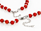 Bamboo Coral Rhodium Over Sterling Silver Beaded Bracelet And Necklace Set