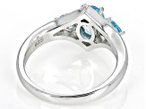 Blue Zircon Rhodium Over Sterling Silver Ring 1.50ctw