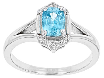 Picture of Blue Zircon Rhodium Over Sterling Silver Ring 0.89ctw