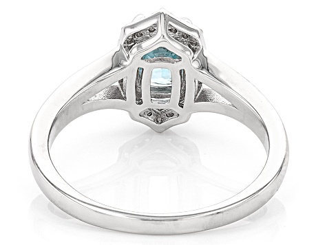 Blue Zircon Rhodium Over Sterling Silver Ring 0.89ctw - SHD180 | JTV.com