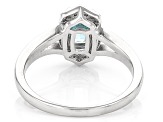 Blue Zircon Rhodium Over Sterling Silver Ring 0.89ctw