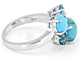 Multi Gem Rhodium Over Sterling Silver Ring 1.10ctw