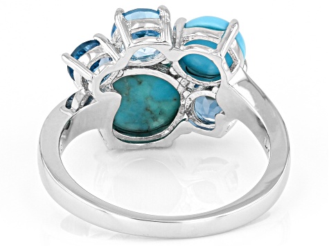 Multi Gem Rhodium Over Sterling Silver Ring 1.10ctw