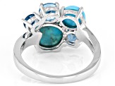 Multi Gem Rhodium Over Sterling Silver Ring 1.10ctw