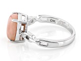 Pink Opal Rhodium Over Sterling Silver Ring 0.03ctw