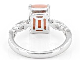 Pink Opal Rhodium Over Sterling Silver Ring 0.03ctw