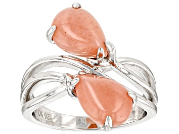 Picture of Pink Opal Rhodium Over Sterling Silver Bypass Ring