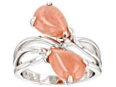 Pink Opal Rhodium Over Sterling Silver Bypass Ring