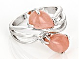 Pink Opal Rhodium Over Sterling Silver Bypass Ring