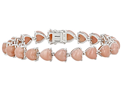 Pink Opal Rhodium Over Sterling Silver Bracelet 8mm