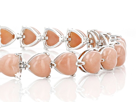 Pink Opal Rhodium Over Sterling Silver Bracelet 8mm