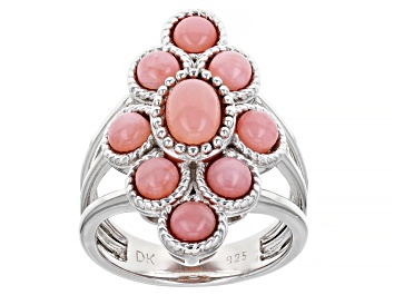 Picture of Pink Opal Rhodium Over Sterling Silver Ring