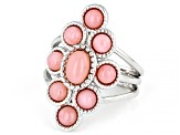 Pink Opal Rhodium Over Sterling Silver Ring