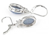 Blue Angelite Rhodium Over Sterling Silver Flower Earrings 0.05ctw