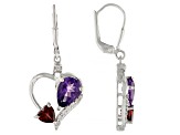 Purple Amethyst Rhodium Over Sterling Silver Heart Earrings 3.71ctw