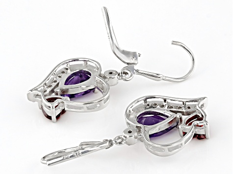 Purple Amethyst Rhodium Over Sterling Silver Heart Earrings 3.71ctw