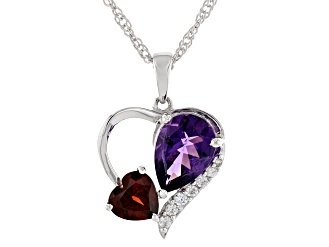 Purple Amethyst Rhodium Over Sterling Silver Pendant with Chain 2.71ctw