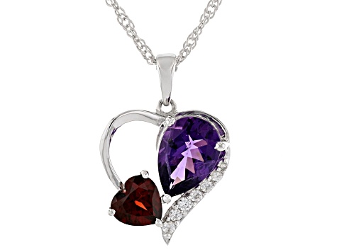 Purple Amethyst Rhodium Over Sterling Silver Pendant with Chain 2.71ctw