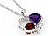 Purple Amethyst Rhodium Over Sterling Silver Pendant with Chain 2.71ctw