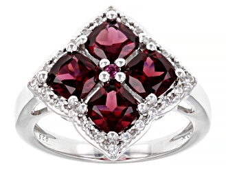 Raspberry Rhodolite Rhodium Over Sterling Silver Ring 3.36ctw