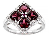 Raspberry Rhodolite Rhodium Over Sterling Silver Ring 3.36ctw