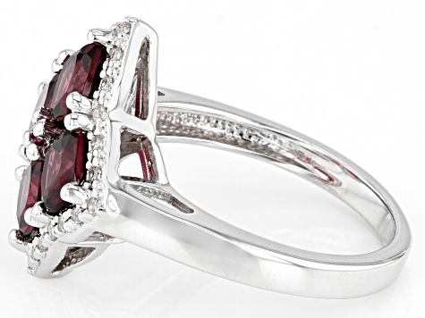 Raspberry Rhodolite Rhodium Over Sterling Silver Ring 3.36ctw