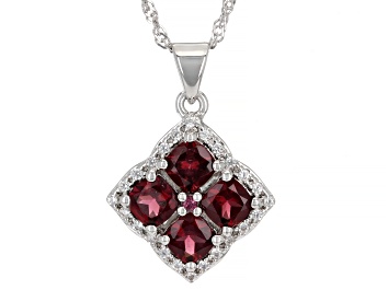 Picture of Raspberry Rhodolite Rhodium Over Sterling Silver Pendant With Chain 3.36ctw