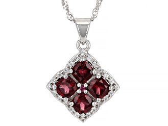 Raspberry Rhodolite Rhodium Over Sterling Silver Pendant With Chain 3.36ctw