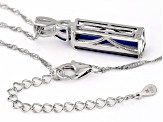 Blue Lab Created Sapphire Rhodium Over Sterling Silver Pendant with Chain 6.16ctw