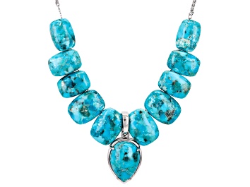 Picture of Blue Turquoise Rhodium Over Sterling Silver Necklace