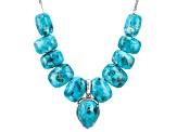 Blue Turquoise Rhodium Over Sterling Silver Necklace