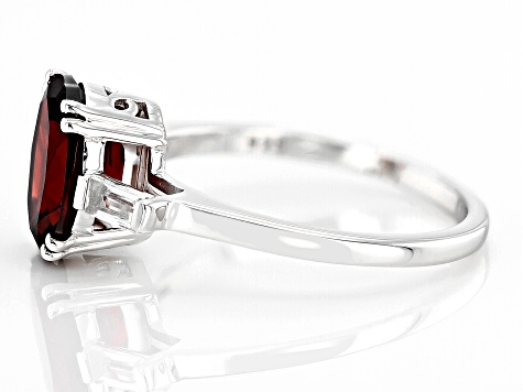 Red Garnet Rhodium Over Sterling Silver Ring 3.20ctw