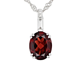 Red Garnet Rhodium Over Sterling Silver Pendant With Chain 3.09ctw