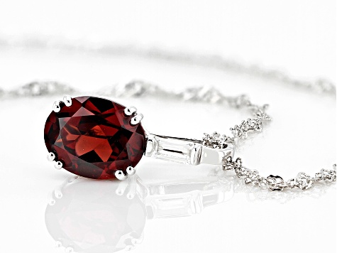 Red Garnet Rhodium Over Sterling Silver Pendant With Chain 3.09ctw