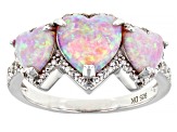 Pink Lab Created Opal Rhodium Over Sterling Silver Ring