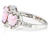 Pink Lab Created Opal Rhodium Over Sterling Silver Ring